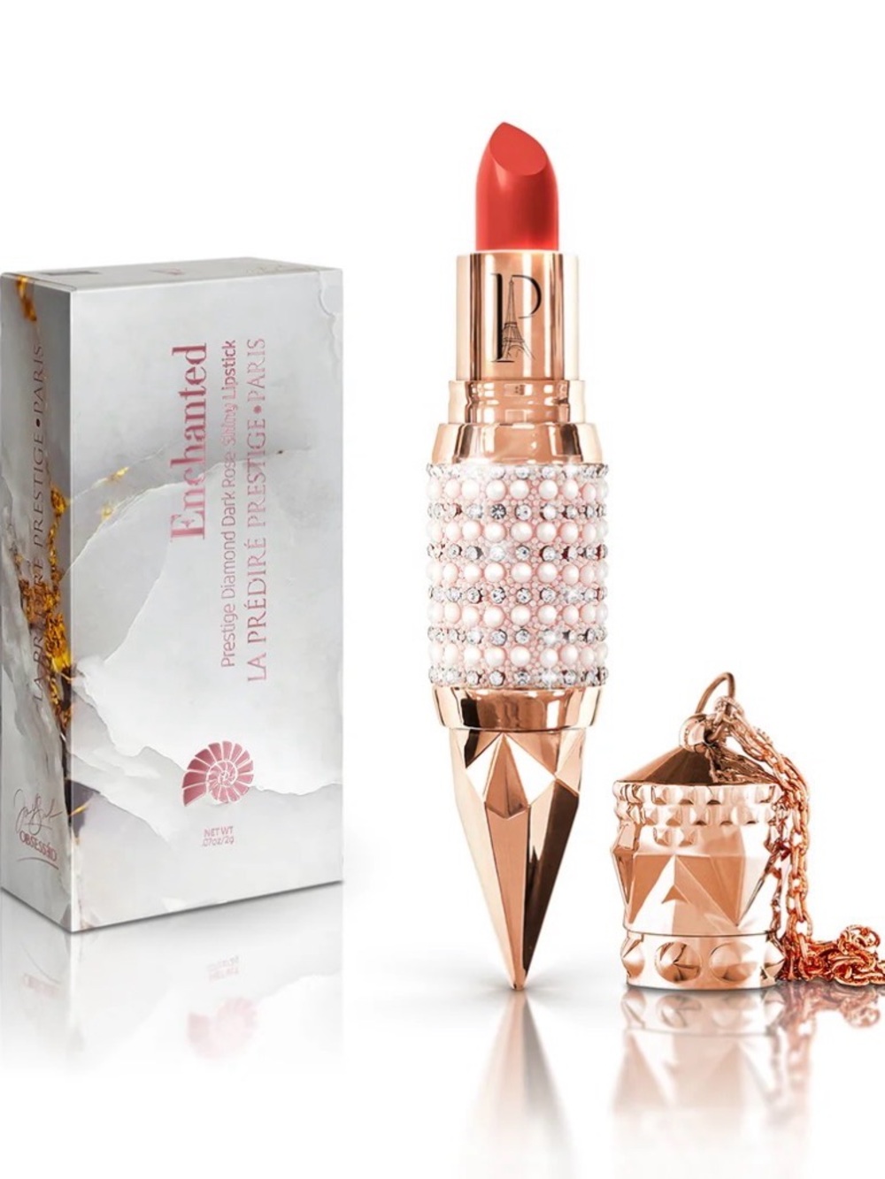La Predire Prestige Enchanted Diamond Dark Rose Shiny Lipstick NIB $180